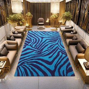 Elegant Modern Rectangle Wool <b>Thick</b> High Pile Latex Printed Pattern Non-Slip Hand Tufted Area Rug for Living Room Wholesalers - Product Image 1