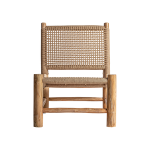 <b>Rustic</b> Coastal Outdoor Lounge <b>Chair</b> Solid Teak All-Weather Woven Rope Seat & Back Open Weave Design Luxury Resort Furniture - Product Image 3