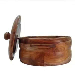 Caja de Madera para Chapati con Acabado Rústico y Estampado Esmaltado, Contenedor para Almacenar Roti - Product Image 4