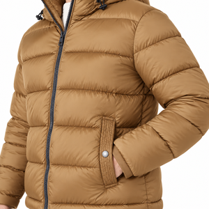 Men <b>Winter</b> Puffer Jacket Hooded Zipper Closure Red Casual Outerwear Thick Polyester Wadding Windproof <b>Coat</b> - Product Image 3