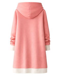 Sweat à capuche long personnalisé bleu marine pour femme, manteau d'hiver en polaire décontracté avec poches, vente en gros OEM sur mesure - Product Image 2