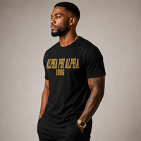 T-shirt à manches courtes noir pour homme Alpha Phi Alpha, coupe classique, col rond, jersey décontracté en coton, imprimé avec un motif de lettres sur le devant, OEM