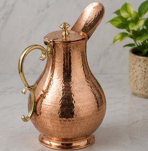 Carafe en cuivre martelé artisanal avec poignée, style vintage, vaisselle de style ancien, carafe turque vintage de haute qualité et grande capacité - Product Image 5