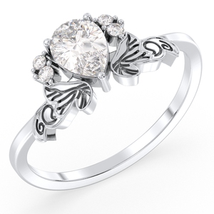 Anillos de compromiso REYES de lujo en plata de ley 925 con baño de oro blanco de 14K y moissanita, joyería fina de alta calidad para mujer. - Product Image 2