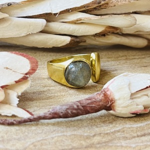 Premium Look Gold Plated Brass Labradorite <b>Ring</b> Modern Style Open Band <b>Statement</b> <b>Ring</b> Wholesale Handmade Fashion <b>Ring</b> For Women - Product Image 3