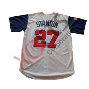 High Quality Custom Made Baseball Full <b>Button</b> Jersey <b>White</b> and Navy Blue Panel Baseball Full <b>Button</b> Jersey - Product Image 4