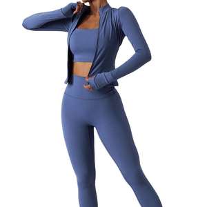 Conjuntos de Yoga Transpirables, Cómodos y de Secado Rápido para Mujer, con Top y Leggings a Juego, Elegantes Leggings de Spandex/Nylon hasta la Rodilla - Product Image 1