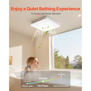 110 CFM 4000K LED Light Bathroom Exhaust <b>Fan</b> 1.5 Sones Low-Noise Premium Motor <b>White</b> Ceiling Vent for Laundry Room Storage Home - Product Image 3
