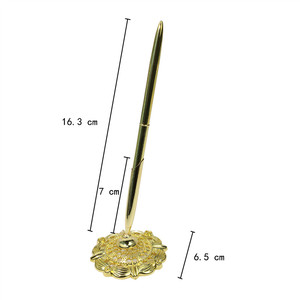 Oro <span class=keywords><strong>Vintage</strong></span> a forma di fiore cavo portapenne per matrimonio firma penna base - Product Image 5