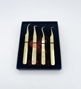 Venta al por mayor 100% de acero inoxidable de alta calidad pinzas de extensión de pestañas con punta de fibra Lash Premium pinzas de pestañas - Product Image 4
