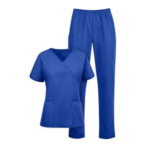 Women's Teal <b>Scrub</b> <b>Set</b> With V-Neck Top And Drawstring Pants Hospital Uniforms - Product Image 4
