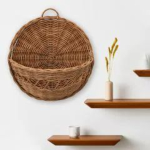 Cesta Colgante de Mimbre Tejida a Mano para Puerta Principal, Cesta de Almacenamiento de Ratán Plástico Montada en la Pared para Cocina, Organizador de Frutas y Verduras - Product Image 6