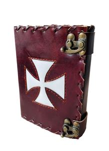 Cuaderno de diario de cuero genuino 100% con Cruz Celta en relieve con latón antiguo C-Lock Diario de color marrón Papeles blancos en blanco Diario - Product Image 2