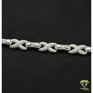 Fully Iced Out <b>Infinity</b> Bracelet With Pear Shape Lab Grown Diamond Links In 925 Sterling Silver Jewelry - Product Image 4