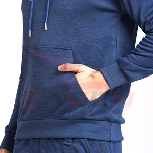 Survêtements à capuche et manches longues pour hommes, couleur bleu uni, confortables, entièrement personnalisables, fabrication OEM/ODM, prix de gros - Product Image 6