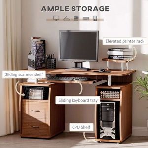 Scrivania Moderna in Noce Marrone con Ripiano per Ufficio Domestico e Camera da Letto - Product Image 2