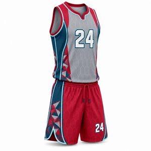 Ensemble d'uniformes de basketball sublimés personnalisés, maillot de basketball à col en V et short pour les équipes de jeunes et d'adultes, vente en gros - Product Image 3