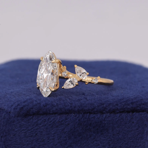 Platinum Marquise Cut <b>Diamond</b> Engagement <b>Ring</b> Women's Classic Prong Setting - Product Image 1