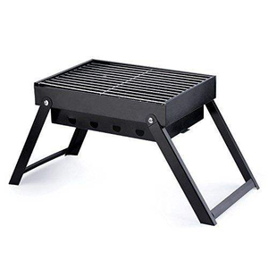 Large size iron <b>bbq</b> grill for camping and backyard grilling with high temperature retention and charcoal tray - Product Image 2