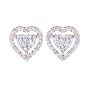 Luxury 14K Rose Gold Diamond Heart <b>Stud</b> <b>Earrings</b> for Women Elegant Romantic Sparkling <b>Fine</b> Jewelry Gift Wholesale - Product Image 3