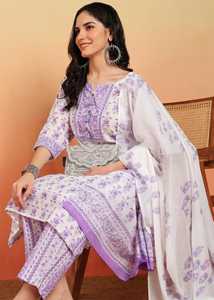 Kurta pantalon droit grande taille en coton, longueur mollet, col en V, manches trois-quarts, imprimé floral, séchage rapide, protection solaire, pour l'été - Product Image 2