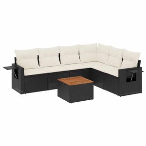 Conjunto de Sofás de Jardín en Negro y Blanco Crema - Product Image 2