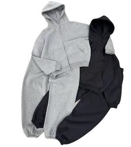 Trajes de chándal de algodón 100% personalizados al por mayor, chándales deportivos de fitness de gran tamaño de alta calidad, Sudadera con capucha y cremallera, Burbuja de talla grande para invierno - Product Image 1