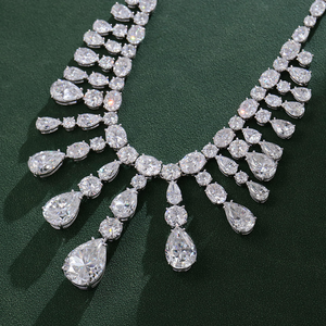 เครื่องประดับงานแต่งงานวินเทจสุดหรู สร้อยคอเพชรทรงหยดน้ำเคลือบทอง 14K เพชรเพาะเลี้ยงในห้องปฏิบัติการ พร้อมจี้และชาร์มที่ปรับแต่งได้ - Product Image 4