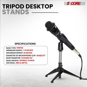 Supporto per Microfono da Tavolo a 5 Perni, Treppiede Universale per Microfono da Scrivania - Product Image 6