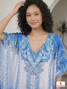 Women Printed <b>Kaftan</b> Dress Loose Fit Comfortable <b>Beach</b> Wear Lightweight Fabric Stylish Resort Island Vacation Bulk Order Supply - Product Image 4