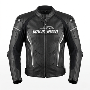 Chaqueta de Motociclista de Cuero Personalizada, Chaqueta de Cuero Genuino Perforada para Motociclismo, Marca Privada - Product Image 2