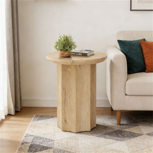 Tavolino da Caffè Rotondo in Legno, Utilizzabile come Tavolino Laterale per Divano o Tavolo da Tè nel Soggiorno - Product Image 3