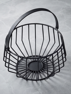 Custom Black Metal <b>Wire</b> Fruit <b>Storage</b> <b>Basket</b> with Handle Decorative Bread Holder Modern Kitchen Stand - Product Image 2
