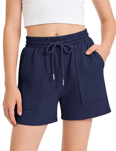 Shorts Deportivos Azul Marino para Niña, Cintura Elástica, con Bolsillos, para la Escuela, Estilo Casual, Tipo Cargo - Product Image 1