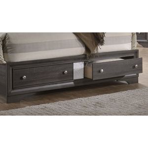 Letto matrimoniale tradizionale in legno con contenitore, colore grigio - Product Image 3