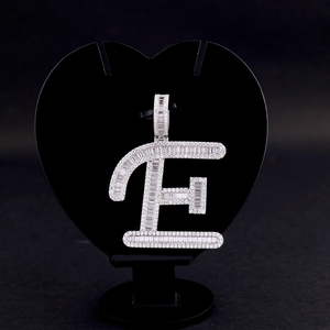 Iced Out <b>Silver</b> Letter F Pendant Moissanite Diamond Hip Hop <b>Necklace</b> <b>Silver</b> Luxury Custom <b>Initial</b> Jewelry Piece - Product Image 1