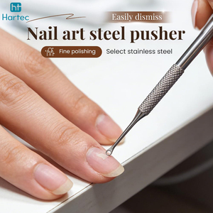 Pre-Treatment Cuticle Pusher, Stainless Steel Round Cuticle Pusher With PU Leather Pouch Professional Nail Cuticle Pusher <b>Tool</b> - Product Image 3