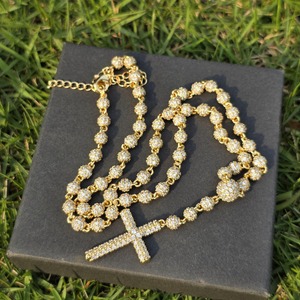 Moissanite Diamond Hip Hop <b>Iced</b> <b>Out</b> Cross Pendant & Necklace Ball <b>Chain</b> 925 Sterling Silver Customized Chin & Pendant - Product Image 4