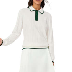 Polo de Algodón Personalizado al por Mayor con Logotipo para Mujer, con Botones, Estilo Preppy Deportivo, de Alta Calidad para Otoño e Invierno - Product Image 1