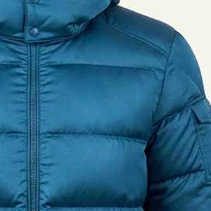 Veste matelassée à capuche pour homme, hiver, décontractée, coupe-vent, fermeture éclair, couleur unie, polyester, rembourrage en duvet, coupe classique - Product Image 3