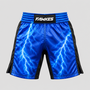 Pantalones Cortos de Artes Marciales Mixtas Fawkes para Hombre, Azul, Negro, Plateado, con Estampado de Rayos, Transpirables, de Secado Rápido, Corte Regular, para Adultos - Product Image 2