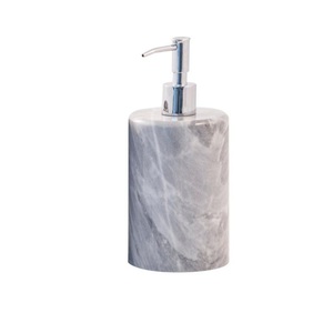 Distributeur de savon élégant en marbre blanc avec pompe dorée, fait main en pierre naturelle, pour liquides et savons, idéal pour salle de bain moderne - Product Image 2