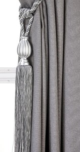 Elegant Drapery Tassel <b>Tiebacks</b>, Gray curtain Holdbacks, Rope <b>Tiebacks</b>, Curtain hardware - Product Image 2