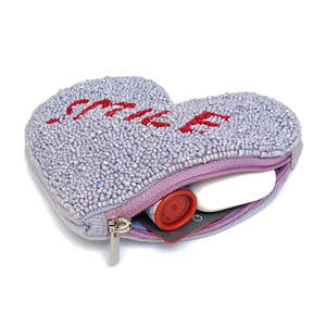 Pochette zippée lavande faite à la main, mini sac cadeau unisexe, forme rectangulaire, porte-monnaie perlé en cristal et strass, personnalisable, tendance - Product Image 4