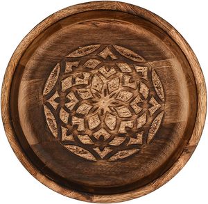 Bol à fruits en bois de manguier, forme ronde, pour centre de table, bol décoratif pour table d'entrée, 10" x 10" x 2,5" - Product Image 4