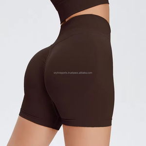 Mid Waist Yoga Shorts for Girls Breathable Quick Dry Sweat-Wicking Fitness Scrunch <b>Butt</b> <b>Lift</b> <b>Leggings</b> Custom Logo High Quality - Product Image 3