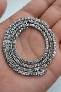 7 Ct Princess Cut Lab Grown Diamond Tennis <b>Necklace</b> 9K <b>Solid</b> Gold Chain IGI Certified Minimalist Bridal Jewelry - Product Image 2