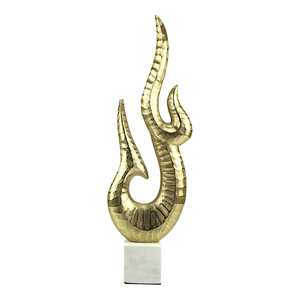55.5cm H x 8cm W x 17cm L Golden Flame Sculpture Brass Handmade Contemporary Art Decor Tabletop Living Room - Product Image 1