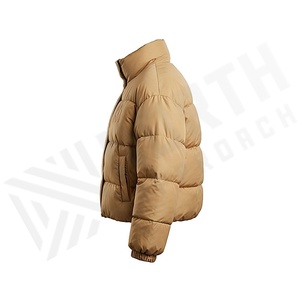 Chaqueta Acolchada para Mujer, Invierno, Cuello Alto, Manga Larga, Relleno de Poliéster Grueso, Resistente al Viento, Color Sólido, Cierre de Cremallera, Corta - Product Image 3