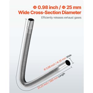 Tubo di Scarico Flessibile in Acciaio Inox da 23,6 Pollici per Riscaldatore Diesel con 2 Morsetti, Tubo di Scarico per Camper - Product Image 4